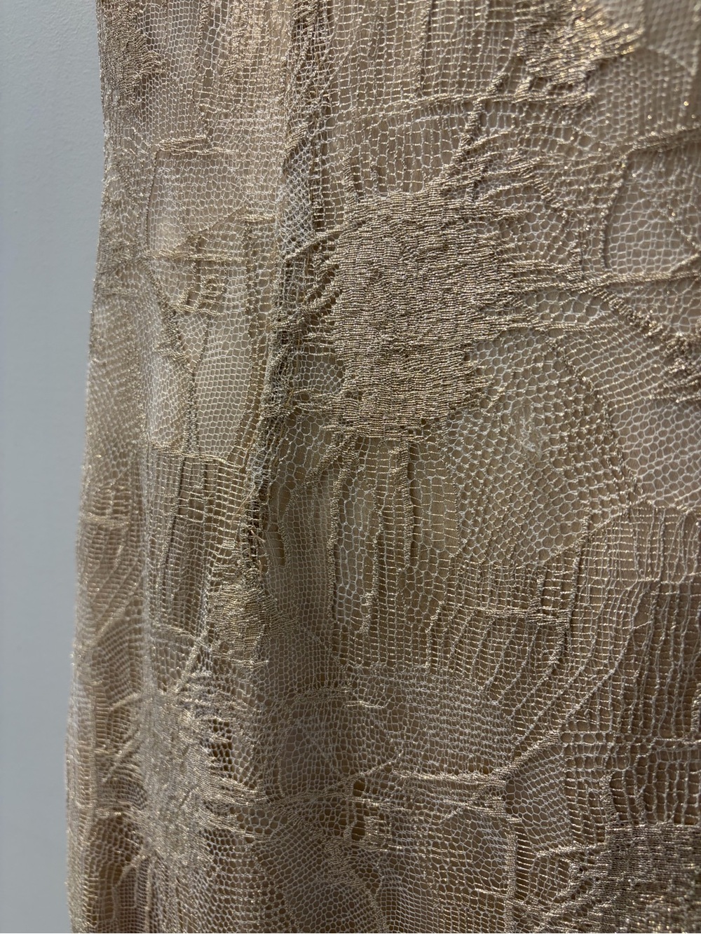 Vintage Manuel Mendoza Champagne Gold Metallic Lace Bustier Gown | Couture - Picture 3 of 6